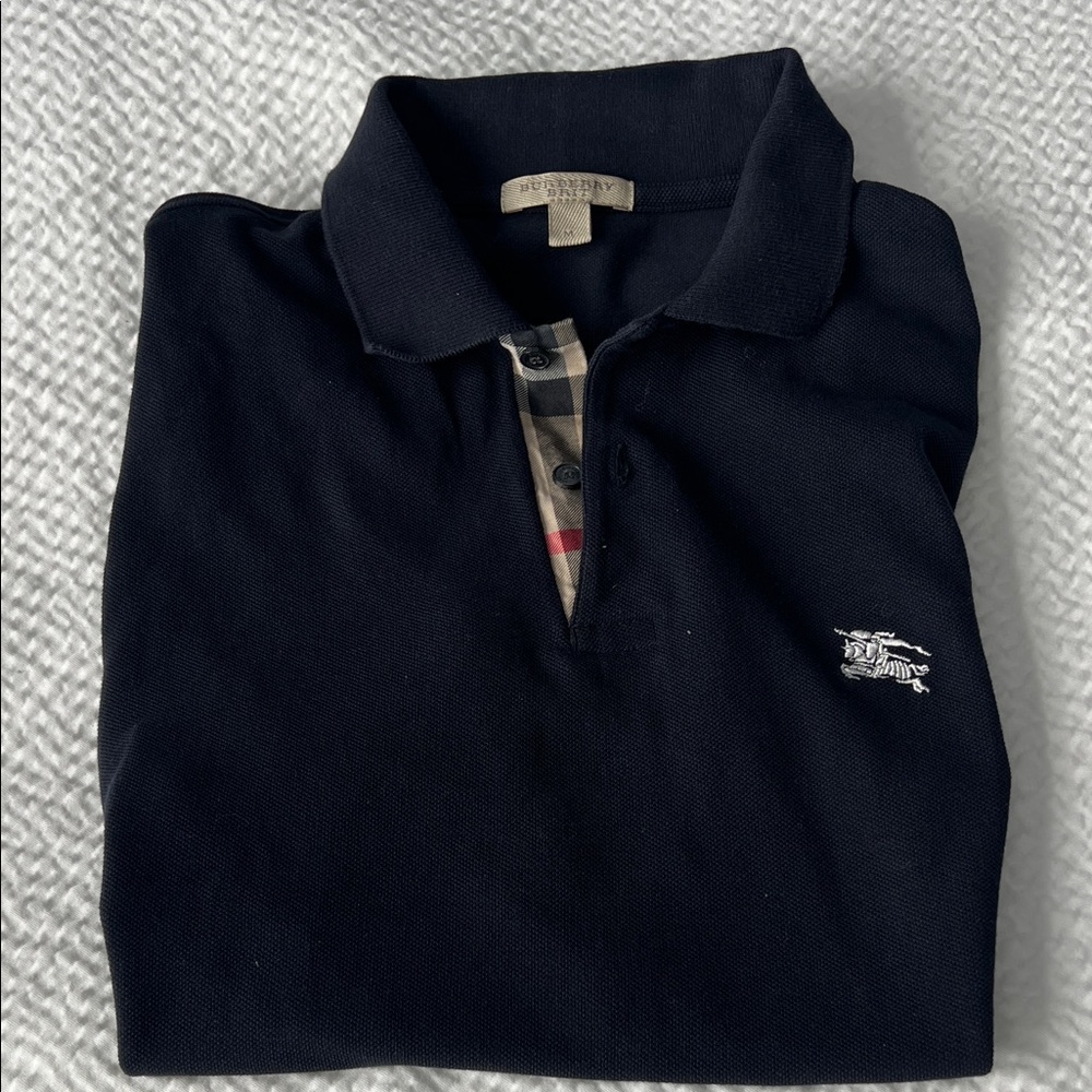 Burberry Black Polo with Signature Check Trim